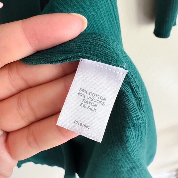 J. Jill Green V Neck Button Front Duster Cardigan Sweater - Medium Petite - NWT - Picture 4 of 7